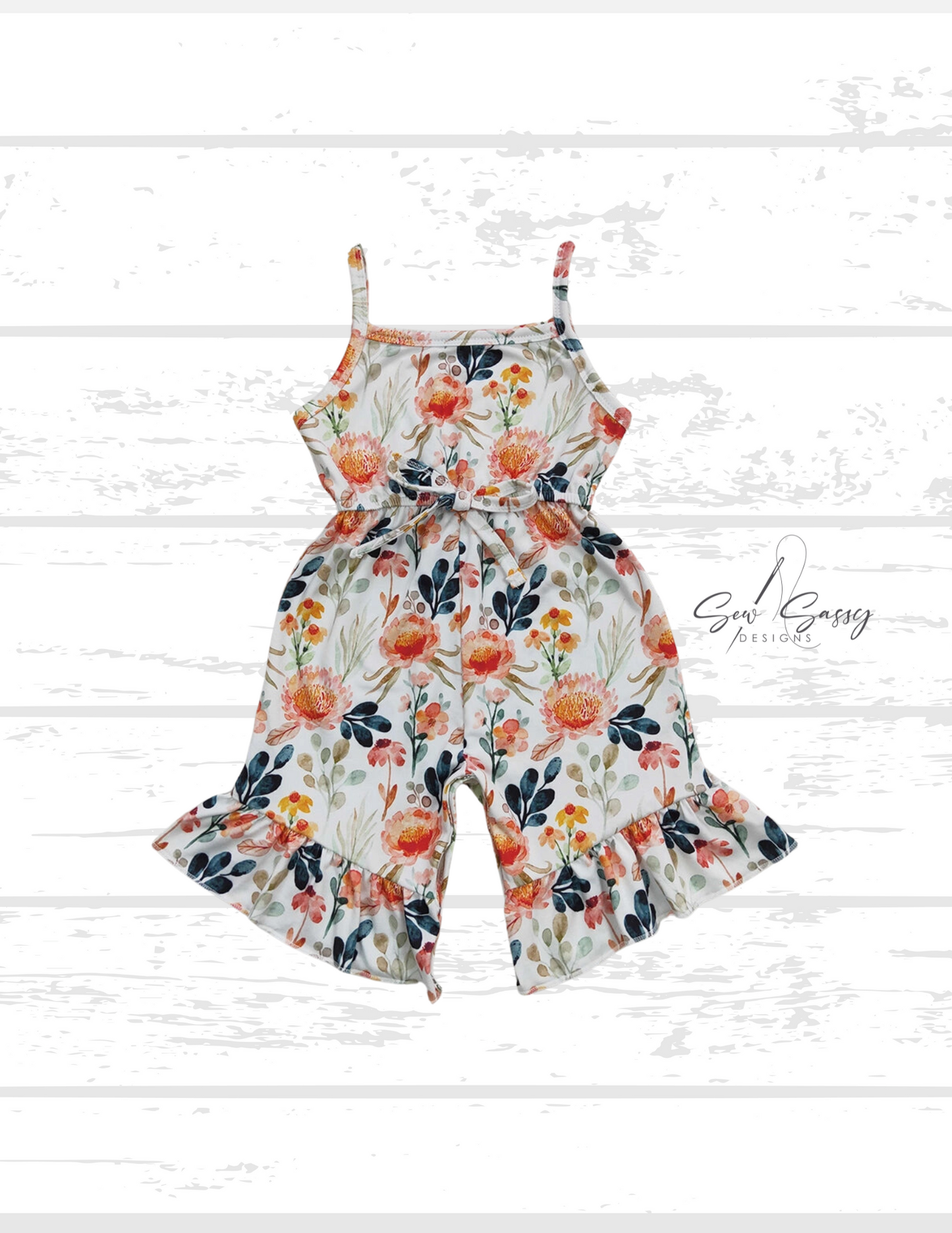 Girls Flower Strap Jumpsuit