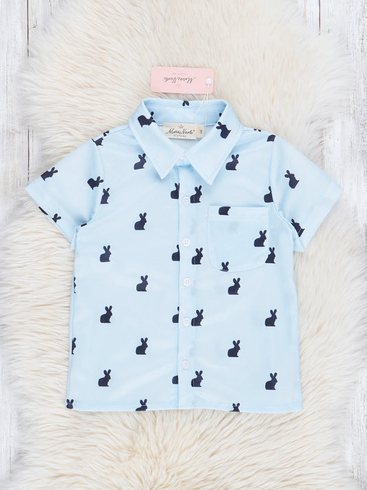 Light Blue Bunny Button Up Shirt