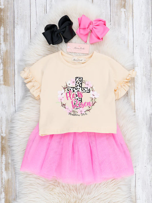 Ruffle He is Risen Outfit with Tulle Skirt