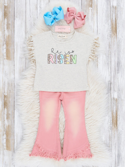 Pink Fringe He is Risen Outfit with Jeans