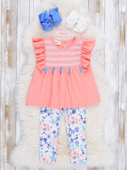 Coral Floral Ruffle Outfit
