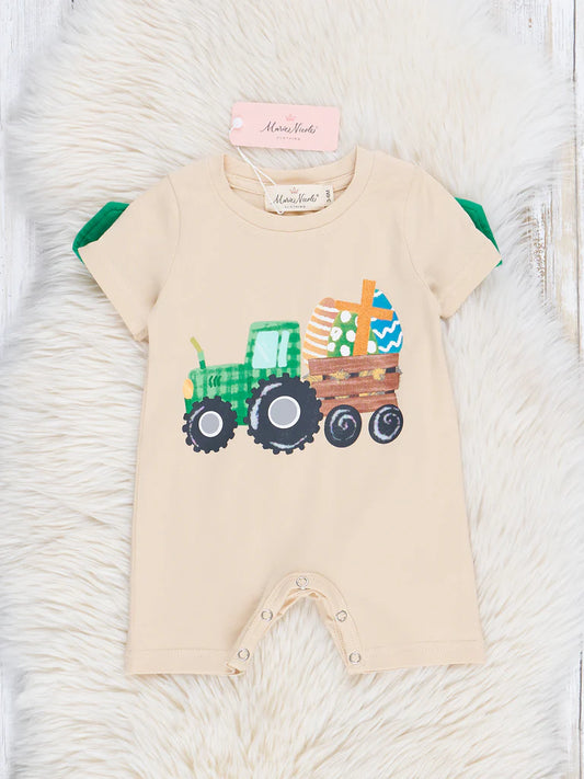 Tan Easter Tractor Romper
